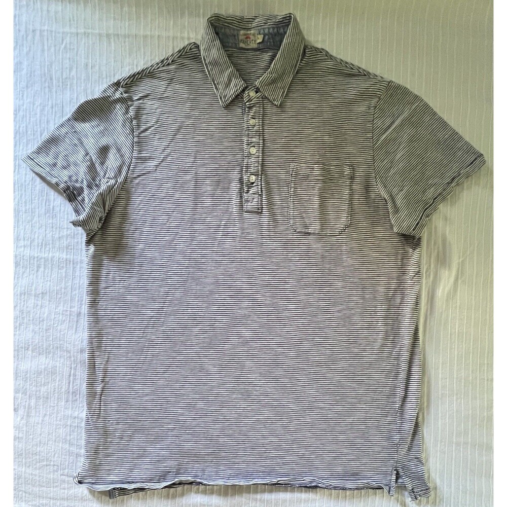 Faherty Salt Wash Indigo Stripe Men’s Polo Shirt - Striped - Size XL